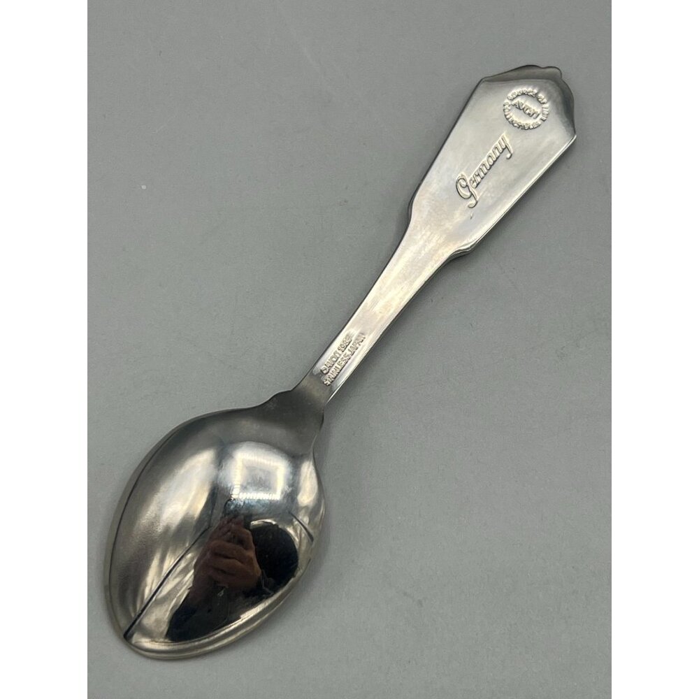 Vtg Stainless Sugar Spoon Enamel Handle German Woman Buckets Milkmaid - Picture 8 of 8